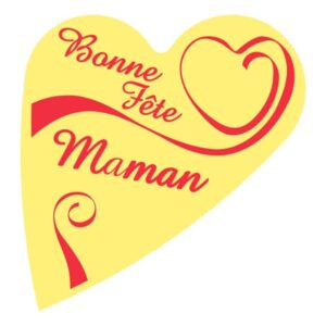 Décor alimentaire cœurs asymétriques bonne fête maman 70x50mm chocolat blanc sérigraphié