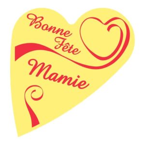 Décor alimentaire cœurs asymétriques bonne fête mamie 70x50mm chocolat blanc sérigraphié