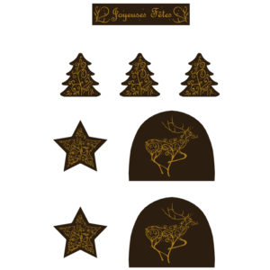 Décor alimentaire kit de noel 1 assortiment 8 pièces chocolat noir sérigraphié