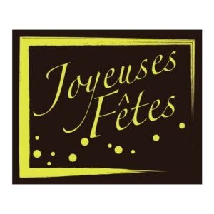 Décor alimentaire rectangle joyeuses fêtes 50x40mm chocolat noir sérigraphié